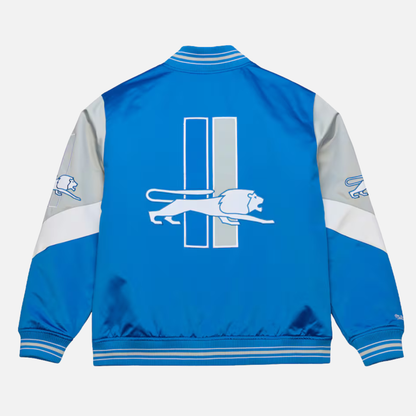 Mitchell & Ness Detroit Lions Blue Satin Jacket