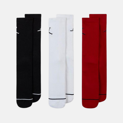 Air Jordan Everyday 3-Color Crew Socks (3 Pair) Red White Black