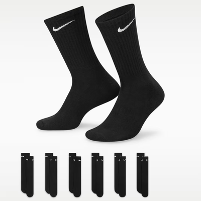 Nike Black Everyday Cushioned Training Crew Socks (6-Pack)