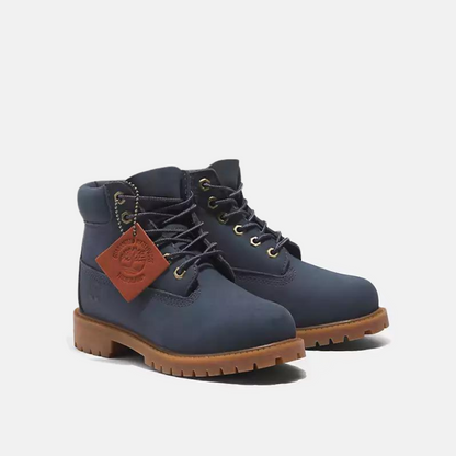 Timberland Junior 6-Inch Lace Up Waterproof Boots Dark Blue Nubuck