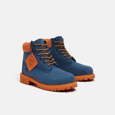 Timberland Kids' Youth Premium 6-Inch Dark Blue Nubuck Boot (PS)