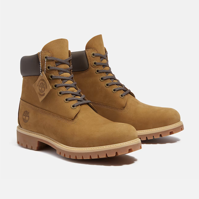 Timberland Premium 6-Inch Olive Dark Brown Nubuck Boots