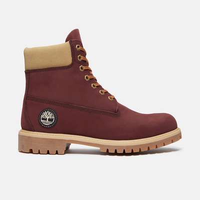 Timberland Premium 6-Inch Waterproof Burgundy Nubuck Boots