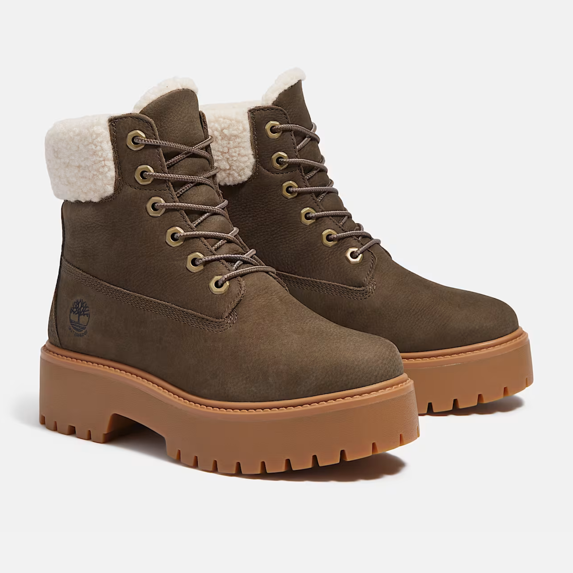 Timberland Women's Stone Street Mid Warm Dark Brown Boots