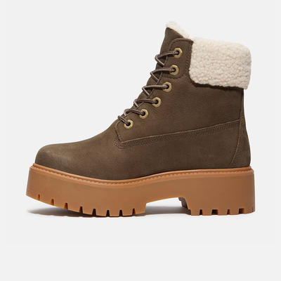 Timberland Women's Stone Street Mid Warm Dark Brown Boots