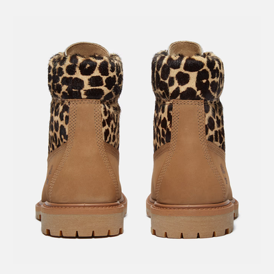 Timberland Women's Premium 6-Inch Leopard Print Beige Nubuck Boots