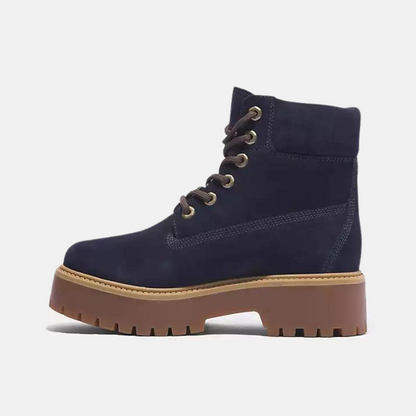 Timberland Women's Stone Street 6-Inch Waterproof Boot Dark Blue Suede