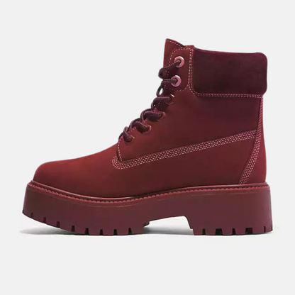 Timberland Women's Stone Street 6-Inch Platform Waterproof Dark Red Boot