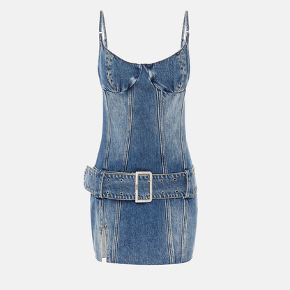 Ksubi Women's Dauphine Belted Mini Aged Denim Dress