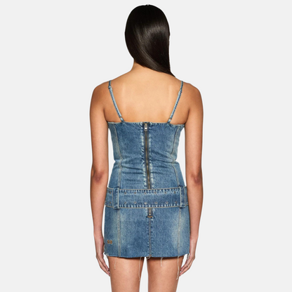 Ksubi Women's Dauphine Belted Mini Aged Denim Dress