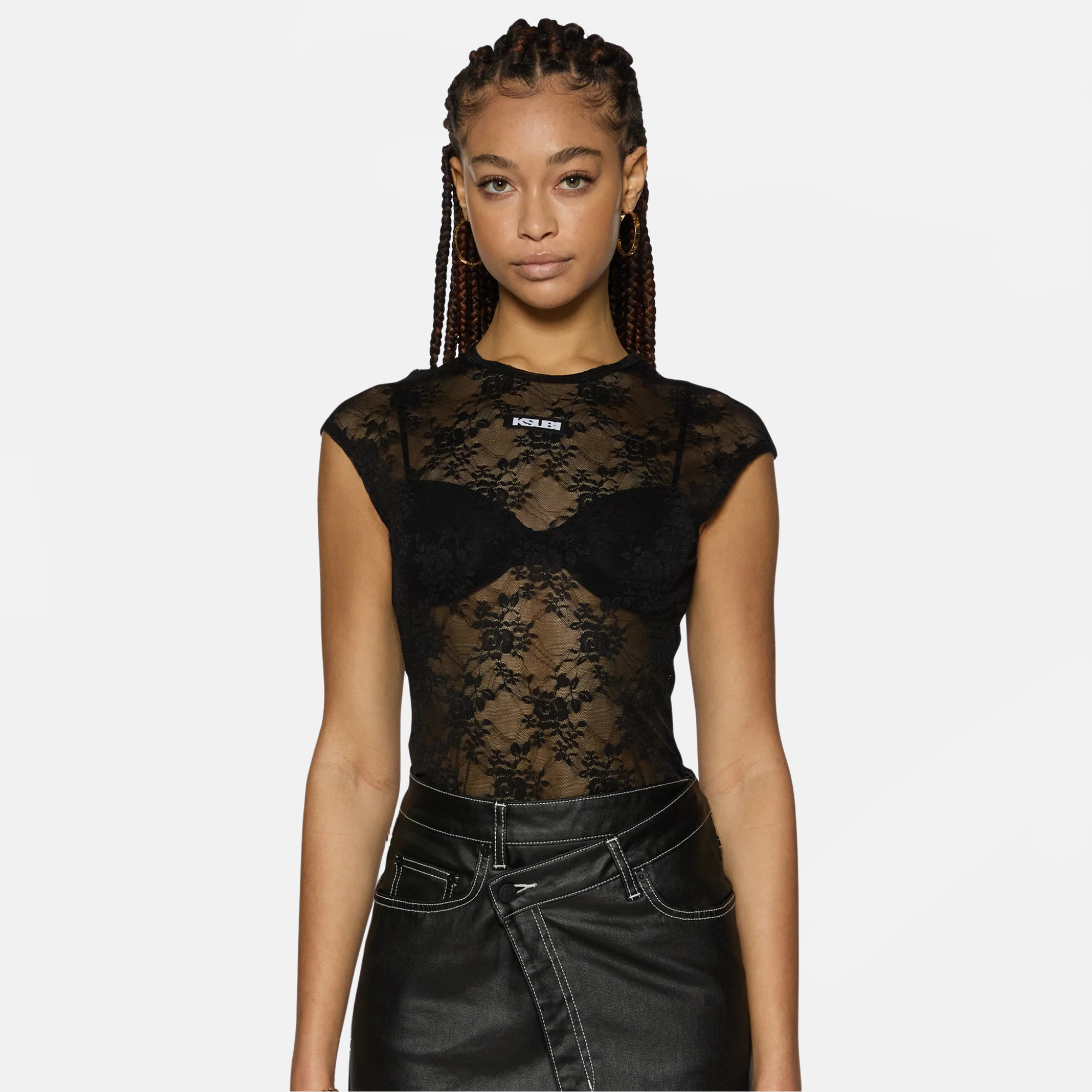 Ksubi Women's Slim T-Shirt Black Lace