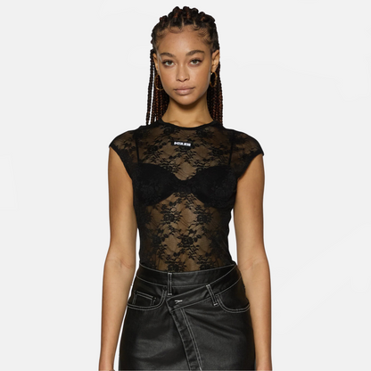 Ksubi Women's Slim T-Shirt Black Lace