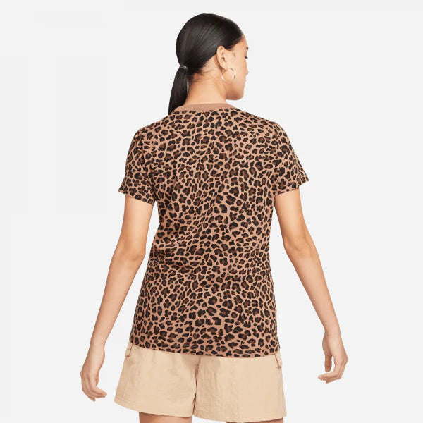 Nike Women's Leopard Print T-Shirt Brown Tan