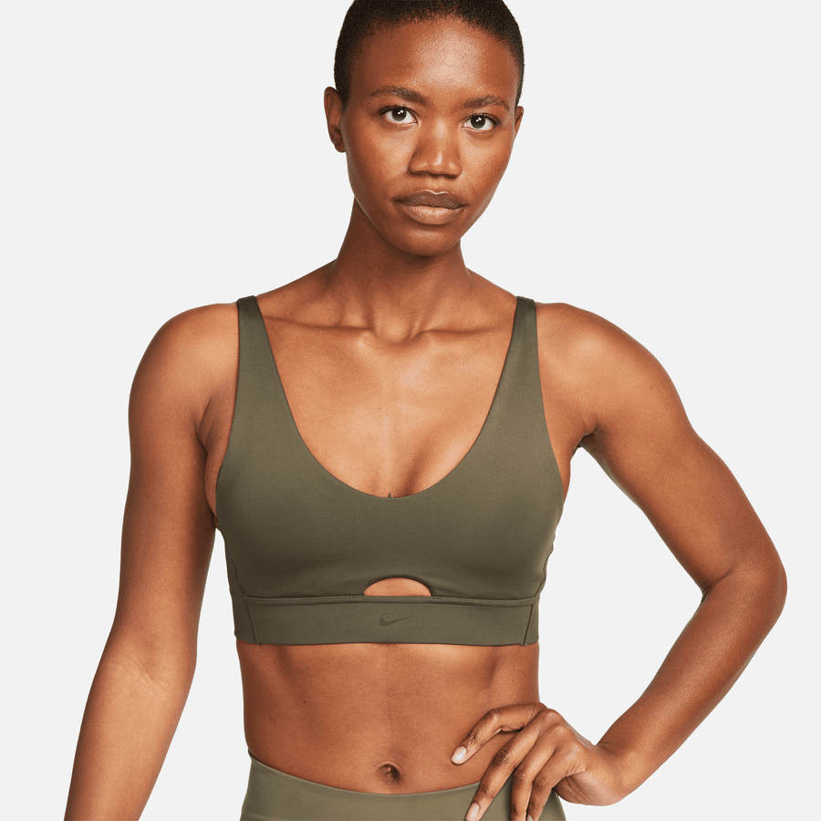 Nike Women's Indy Plunge Cutout Green Medium-Support Padded Sports Bra