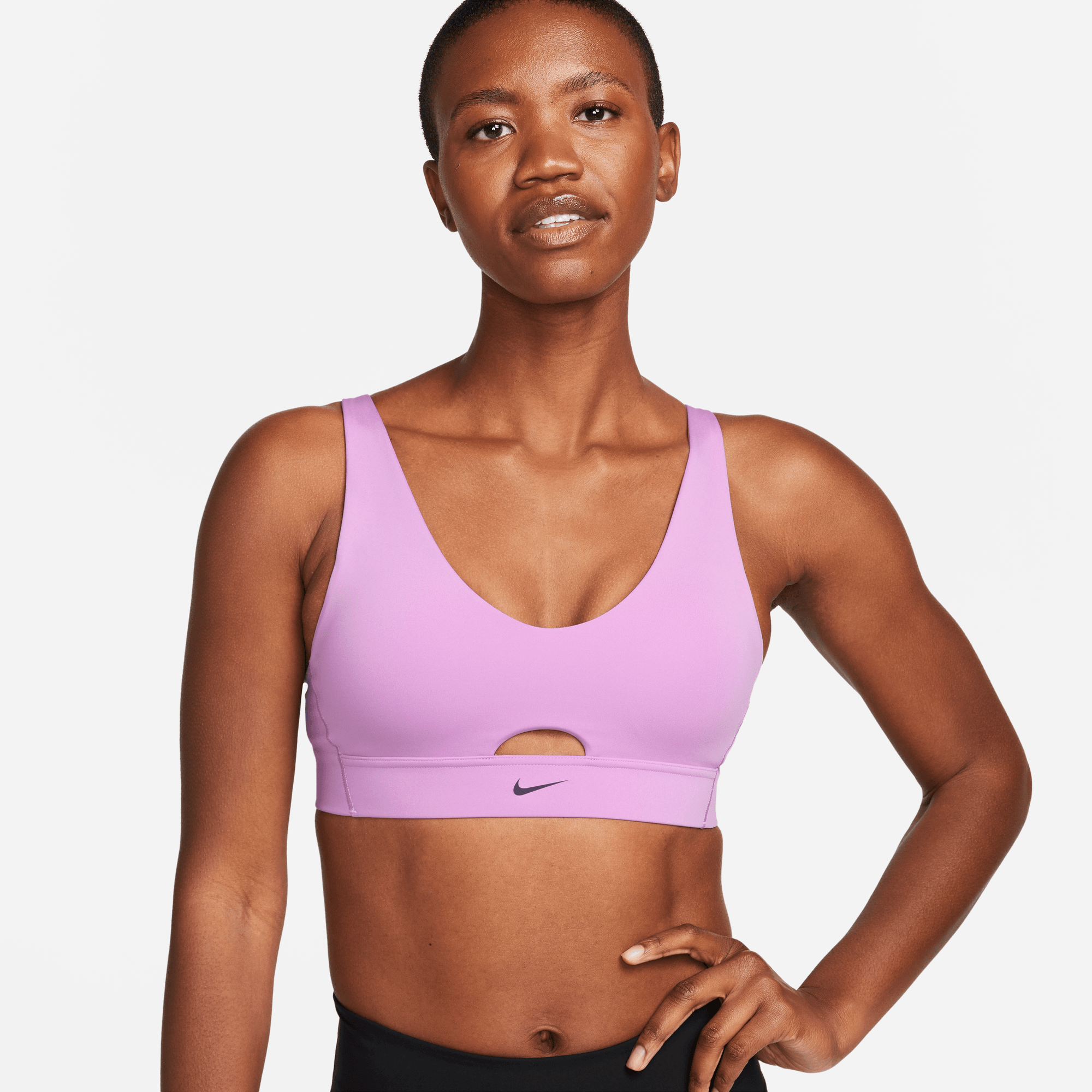 Nike Women's Indy Plunge Cutout Pink Medium-Support Padded Sports