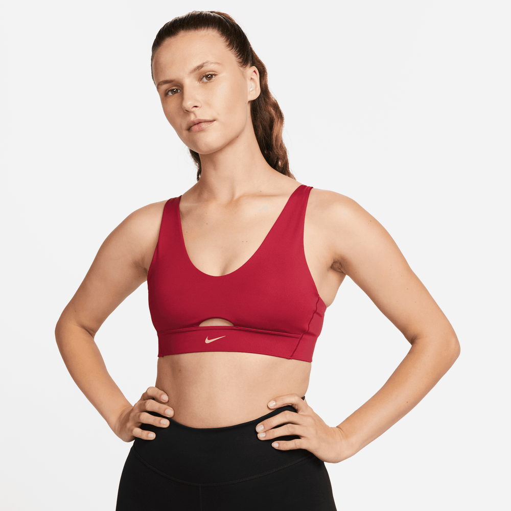 Nike Women's Indy Plunge Cutout Red Medium-Support Padded Sports Bra