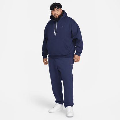 Nike Solo Swoosh Navy Blue Fleece Pullover Hoodie