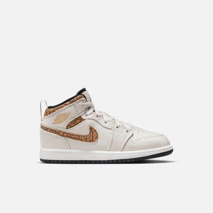 Air Jordan Kids' 1 Mid SE Brown Elephant (PS)