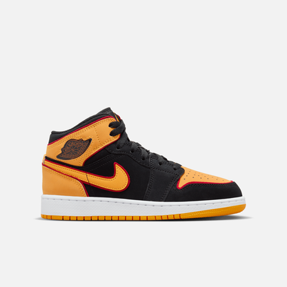 Air Jordan 1 Mid SE Black Vivid Orange (GS)