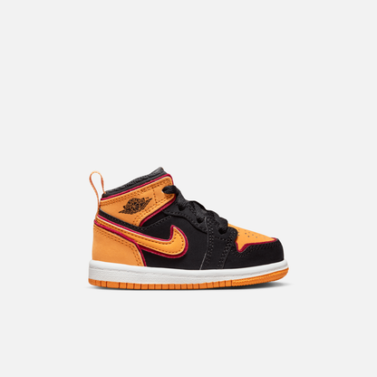 Air Jordan Kids' 1 Mid SE Black Vivid Orange (TD)