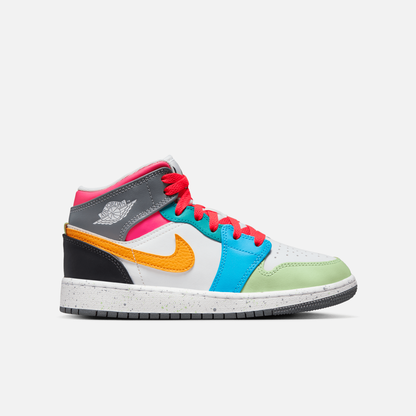 Air Jordan Big Kids' 1 Mid SE Multi Color (GS)