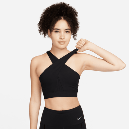 Nike Women's Black Swoosh Wrap Medium Support Padded Sports Bra