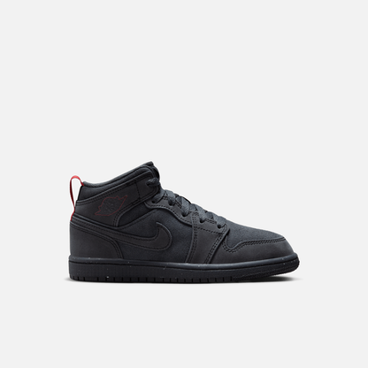 Air Jordan Kids' 1 Mid SE Craft Monochrome Black (PS)