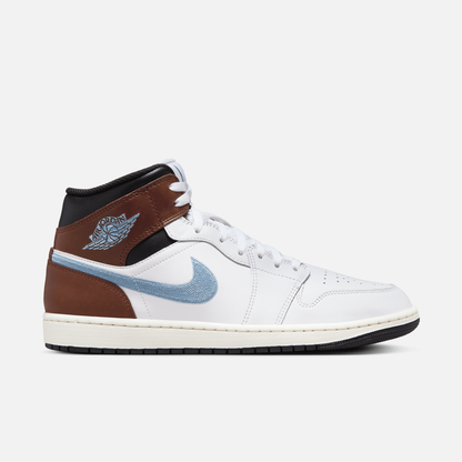 Air Jordan 1 Mid SE Embroidered Mocha Blue