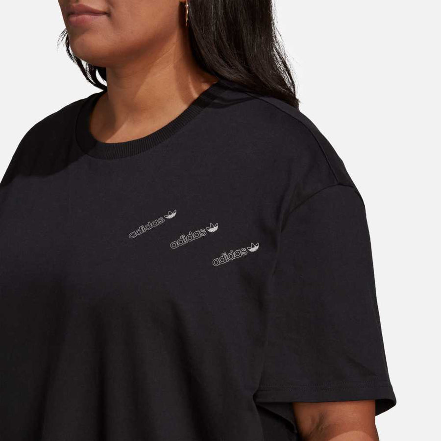 Adidas Women's (Plus) Triple Logo Boyfriend T-Shirt Black Adidas