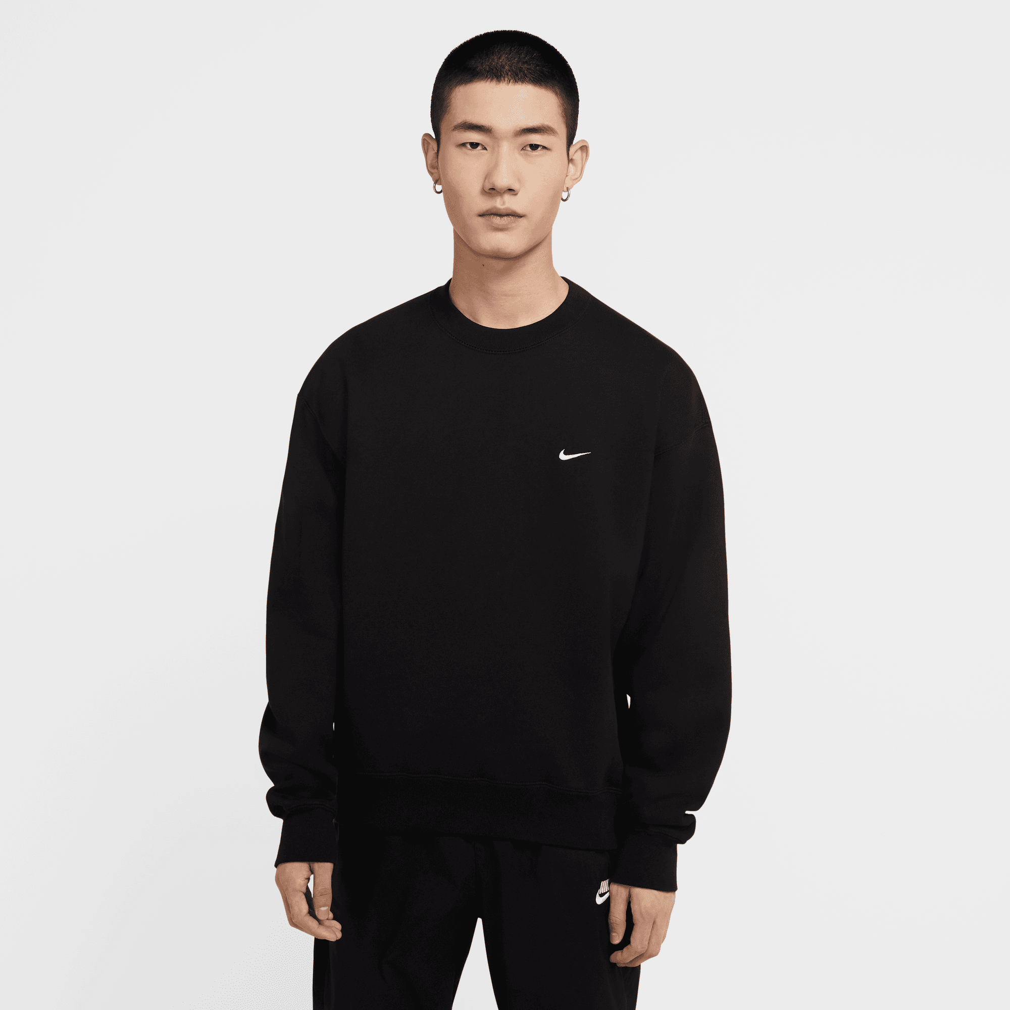 Nike Solo Swoosh Black Fleece Crew Nike