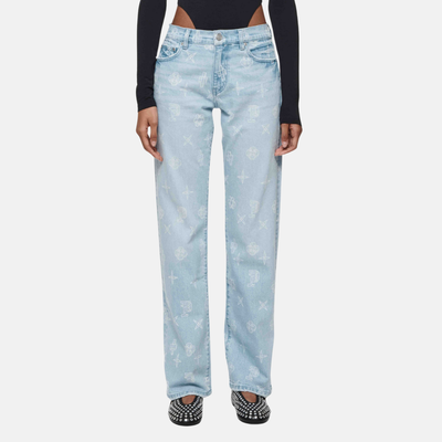 Purple Brand Women's Light Indigo Slim Straight Outline Mono Jeans