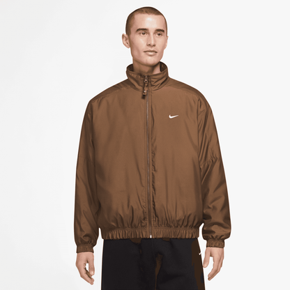 Nike Solo Swoosh Brown Satin Bomber Jacket