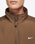 Nike Solo Swoosh Brown Satin Bomber Jacket