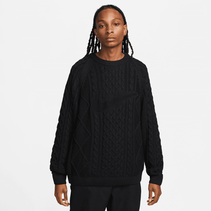 Nike Sportswear Black Cable Knit Sweater Puffer Reds