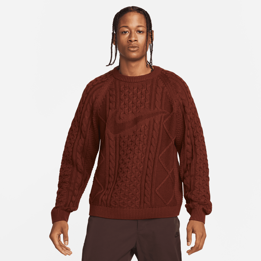 Nike Sportswear Brown Cable Knit Sweater