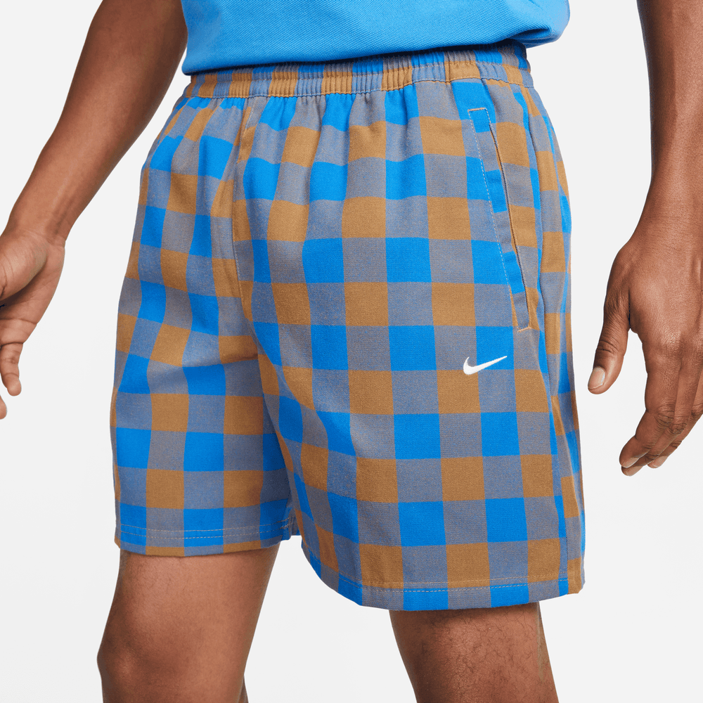 Nike Life Men's Unlined Light Blue Plaid Shorts