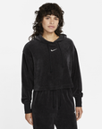 Nike Sportswear Women's Velour Cropped Black Pullover Hoodie Nike