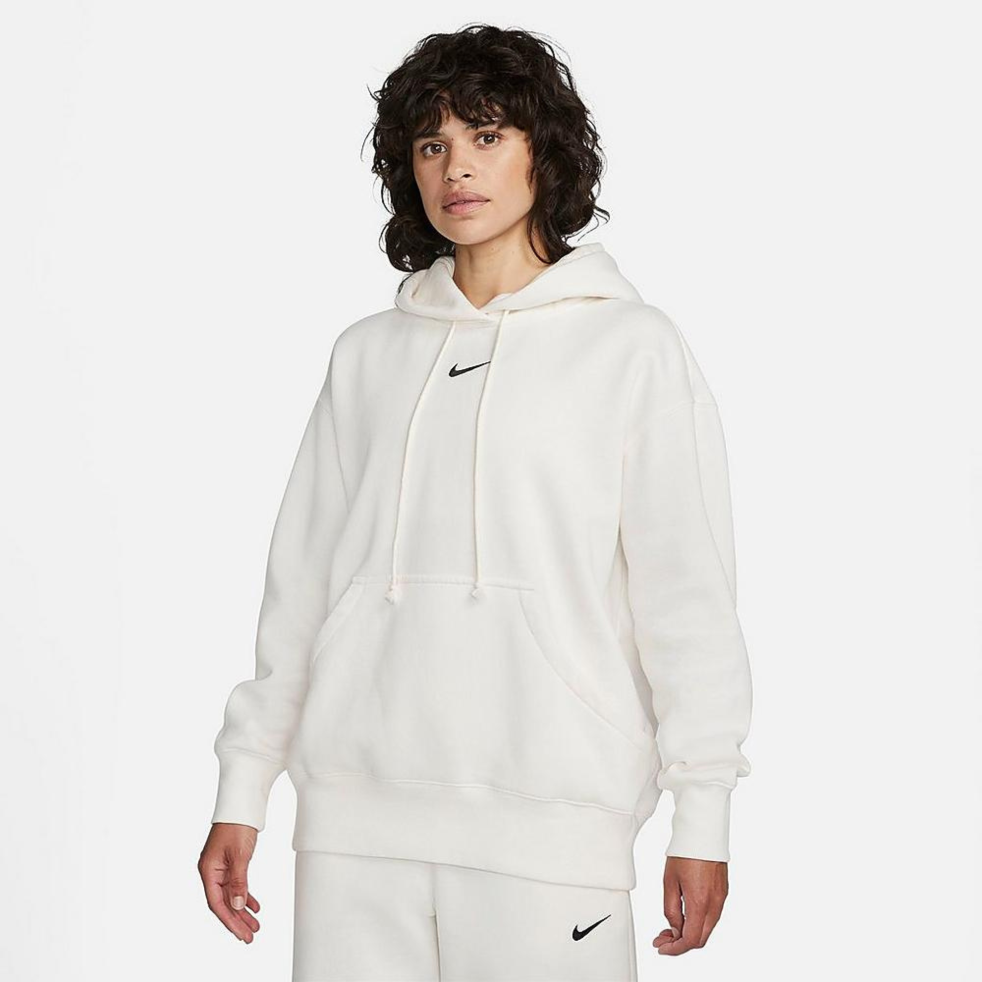 Nike Sportswear Women's Plush White Oversized Pullover Hoodie