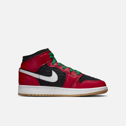 Air Jordan 1 Mid SE GS Christmas 6Y Red