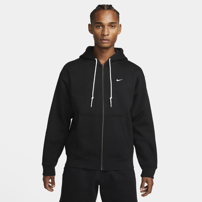 Nike Solo Swoosh Black Full-Zip Hoodie - Puffer Reds