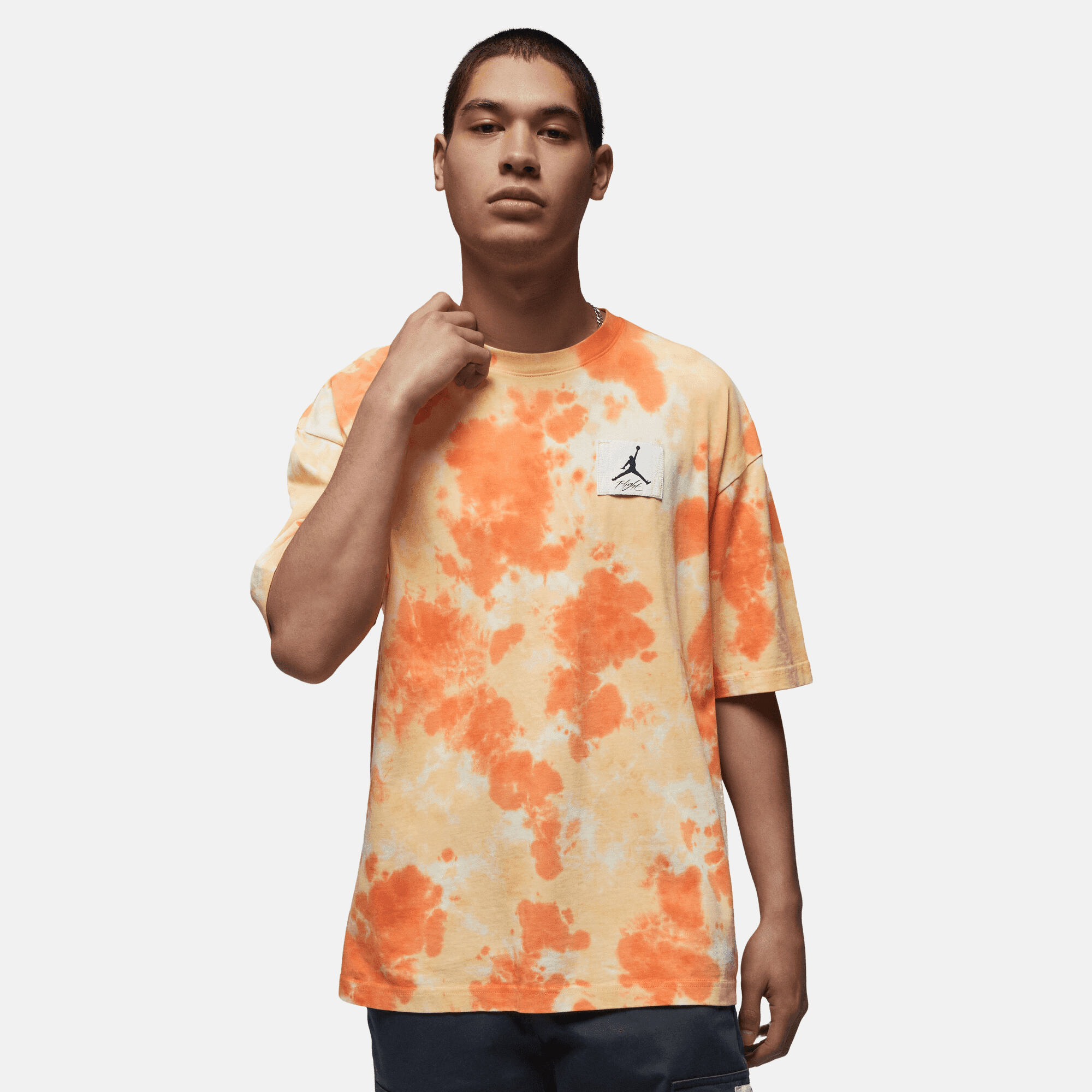 Air Jordan Essentials Men s Oversized Orange Tye Dye Graphic T Shirt