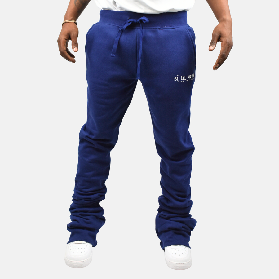 Si Tu Veux Stacked Jogger - Navy