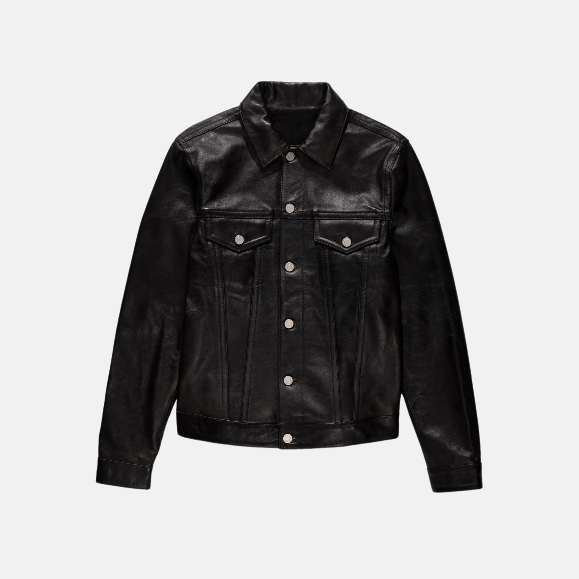 Leather Trucker Jacket - Black