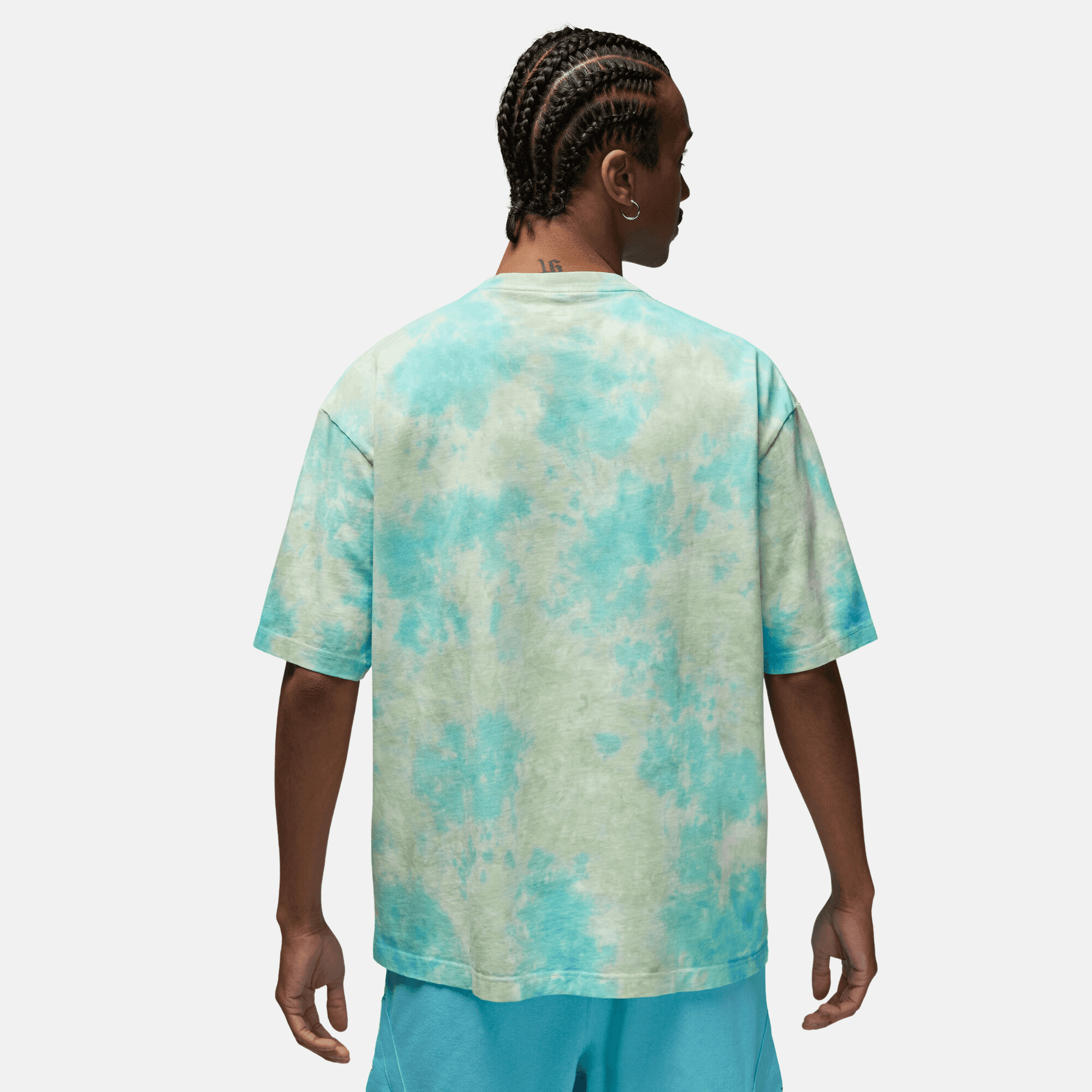Air Jordan Essentials Men's Oversized Green Tye Dye Graphic T-Shirt