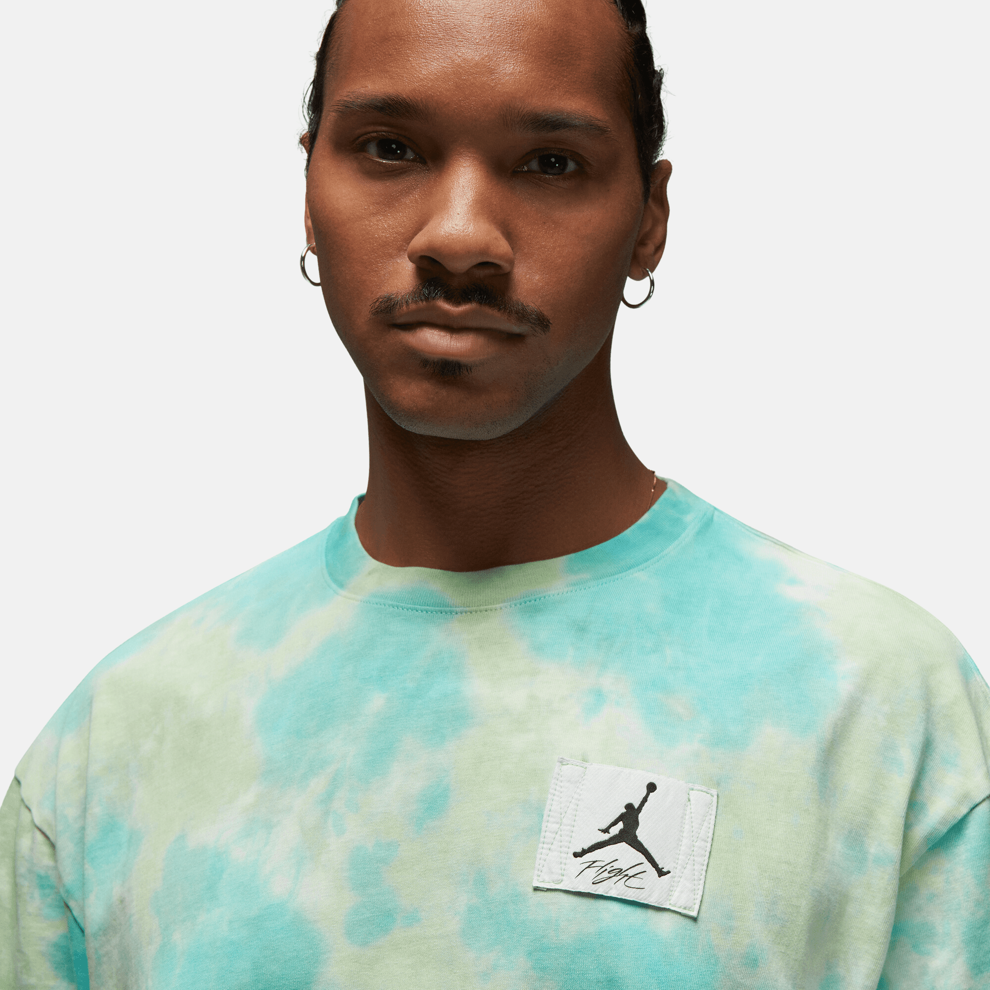 Air Jordan Essentials Men's Oversized Green Tye Dye Graphic T-Shirt