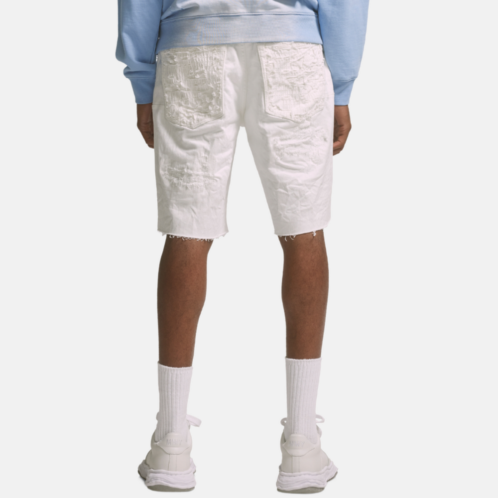 Purple Brand White Quilted Destroy Pocket Shorts