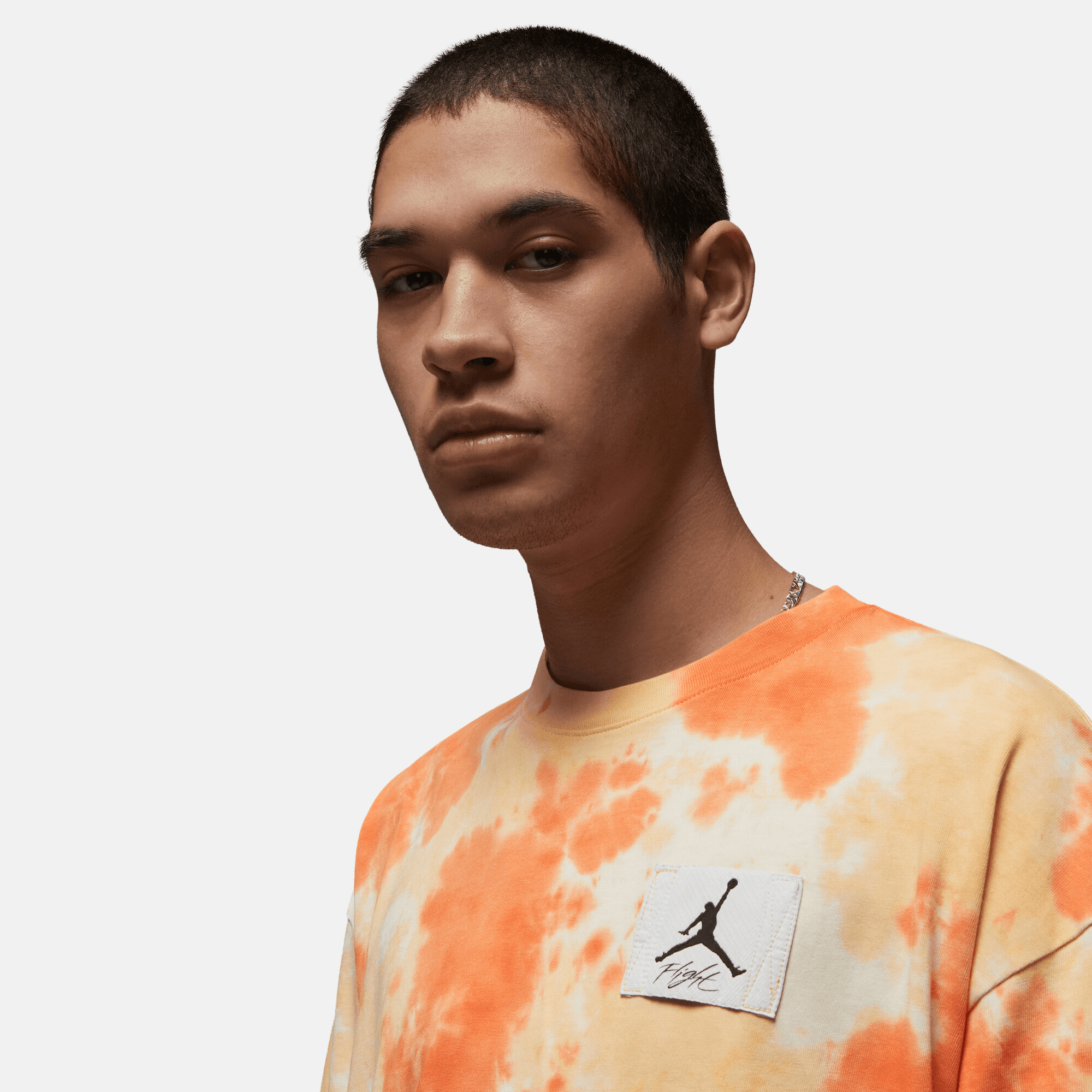 Air Jordan Essentials Men's Oversized Orange Tye Dye Graphic T-Shirt