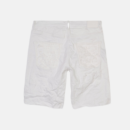 Purple Brand White Quilted Destroy Pocket Shorts