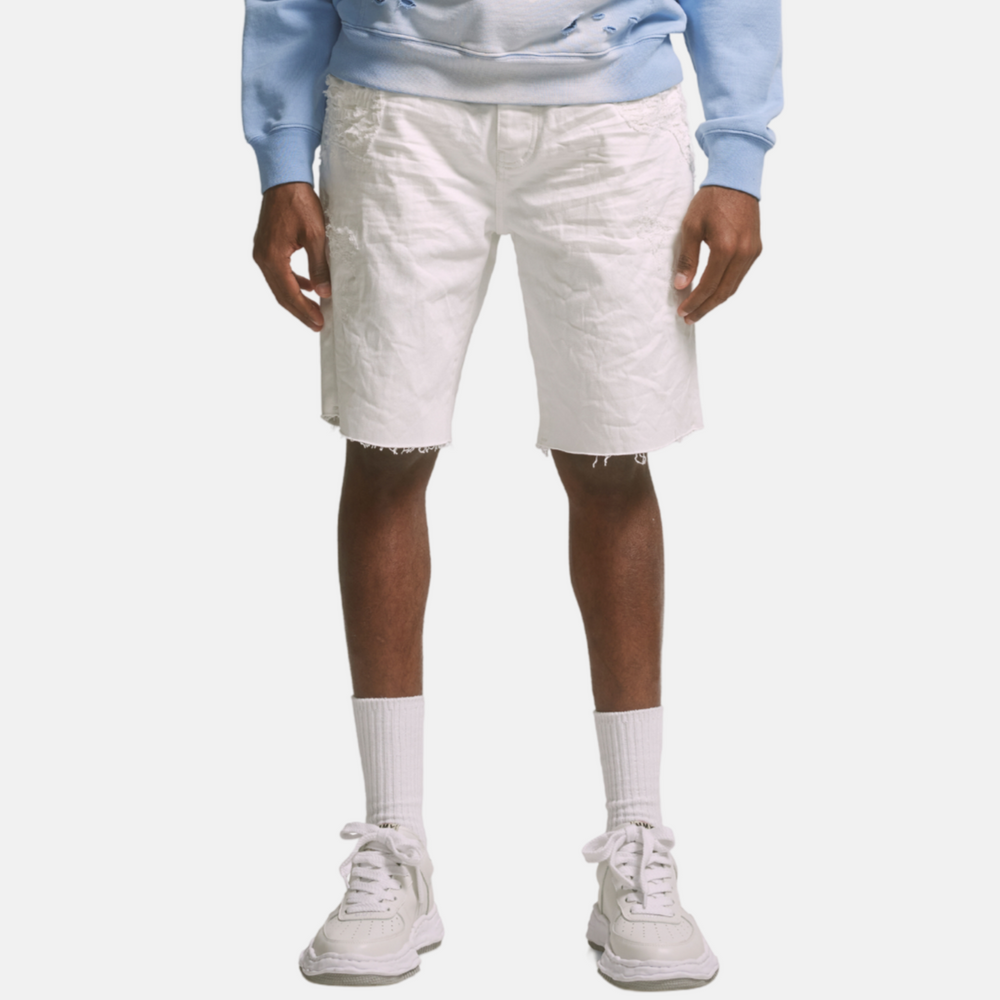 Purple Brand White Quilted Destroy Pocket Shorts