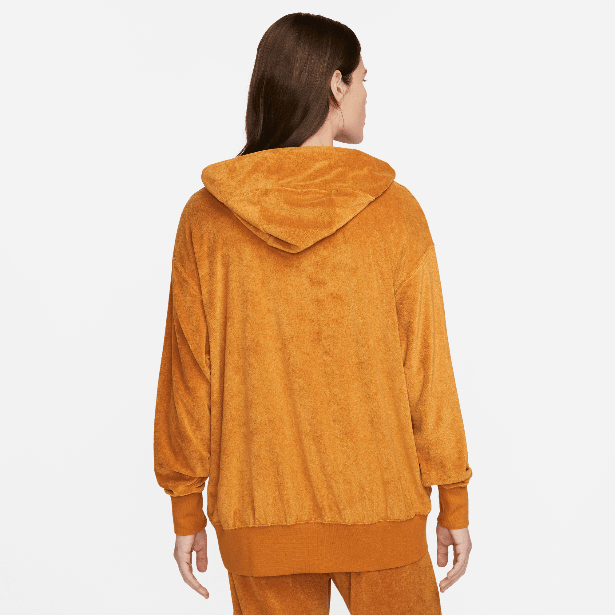 Nike Sportswear Women s Oversized Terry Pullover Yellow Hoodie Puffer Reds